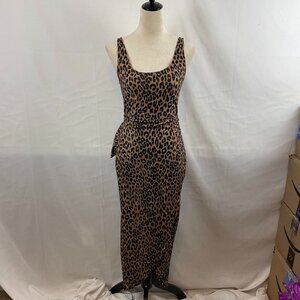 Reformation Jeans Dress S Brown Black Animal Print Tank Wrap Skirt